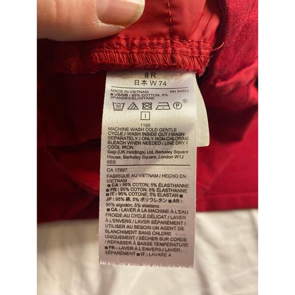Classic Russian Red Slim City Crop Pants Gap Size 8R - Picture 4 of 6